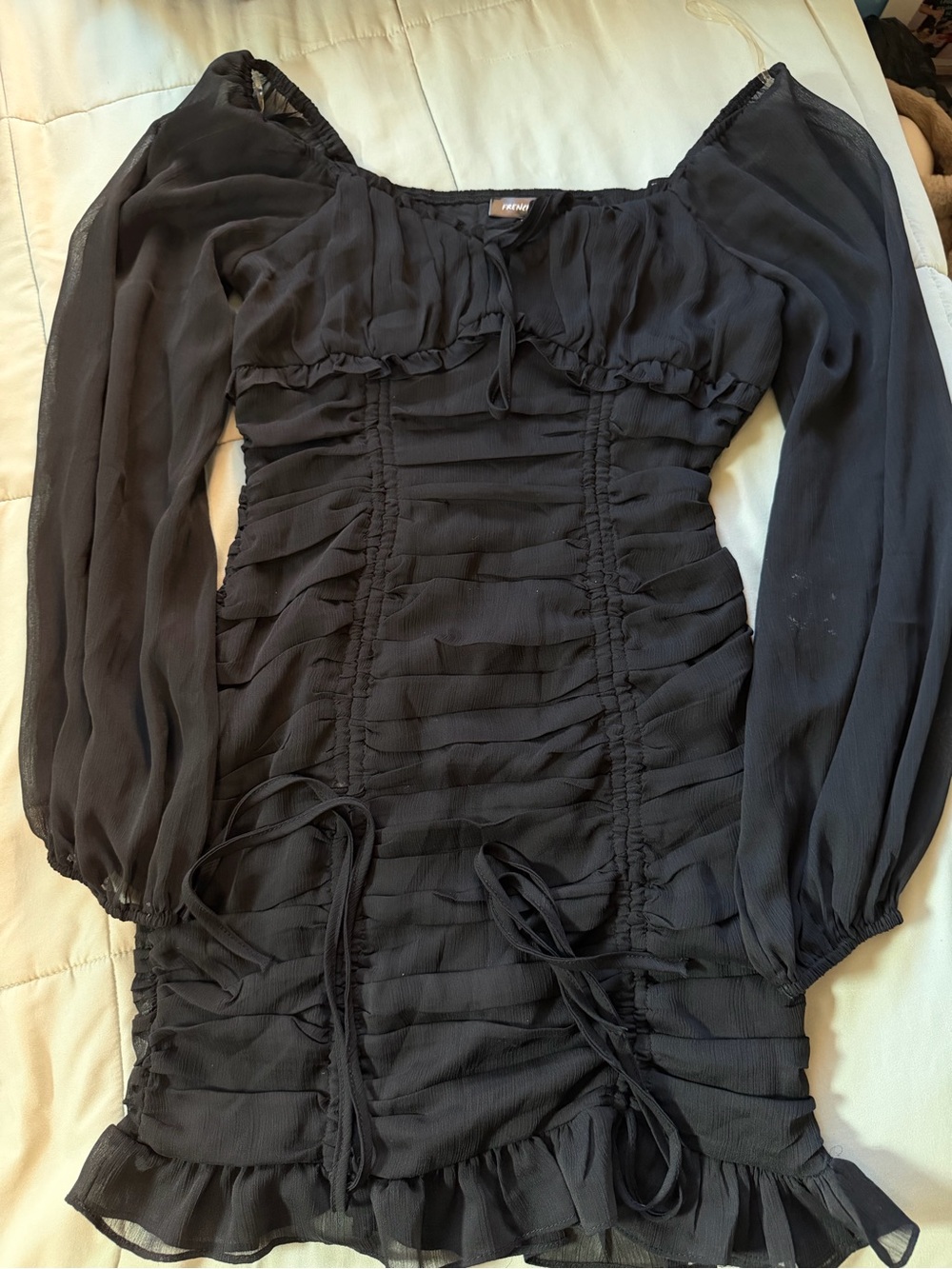 Black Long-Sleeve Mini Dress